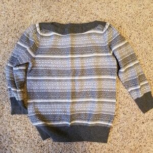 The Limited Geometric Multi-tone Gray and White Striped Sweater Size Small